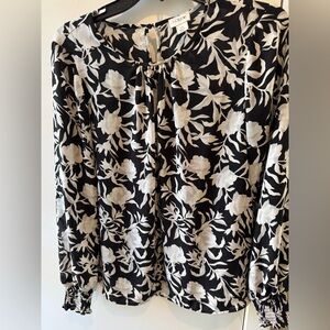 J. Crew Black and White Floral Top